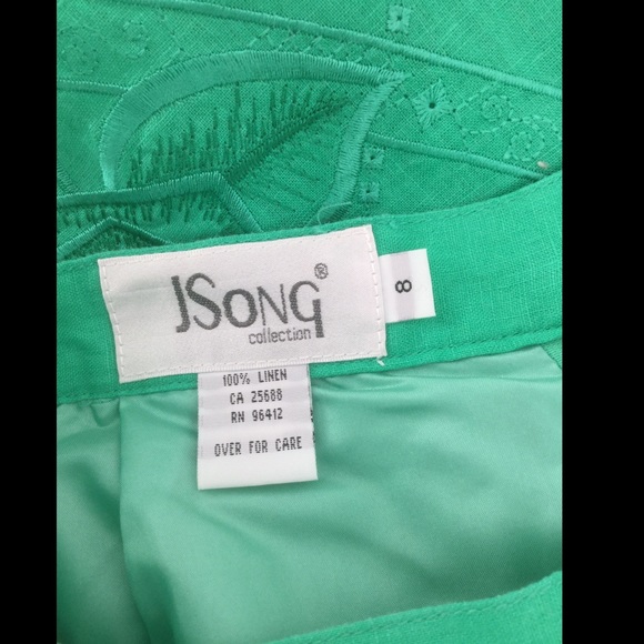 JSong Collection Size 8 Linen Green Maxi Skirt - Picture 4 of 5